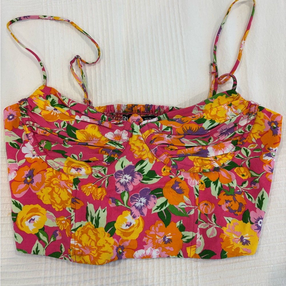 Zara Orange and Yellow Ruched corset